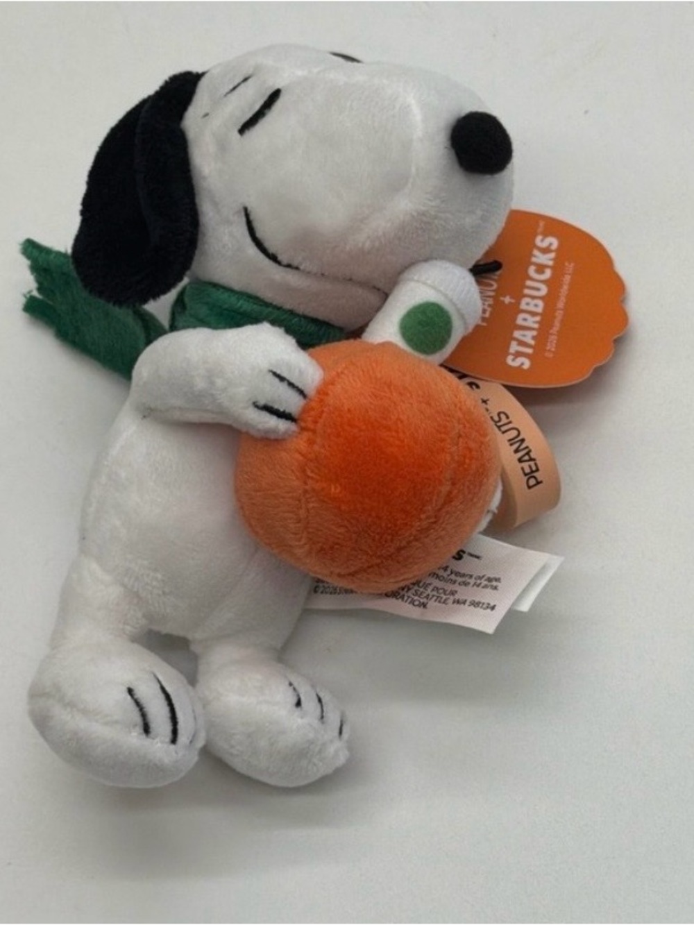 Peanuts Snoopy Plush Dog Toy - White, Black, Orange & Green